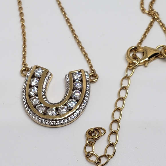 NWT, 1.65ctw Moissanite Horseshoe Shaped Necklace in 18k Gold Over Sterling Silv - Picture 6 of 11